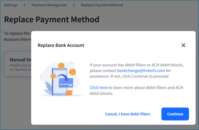 How do I update or add a Bank Account?